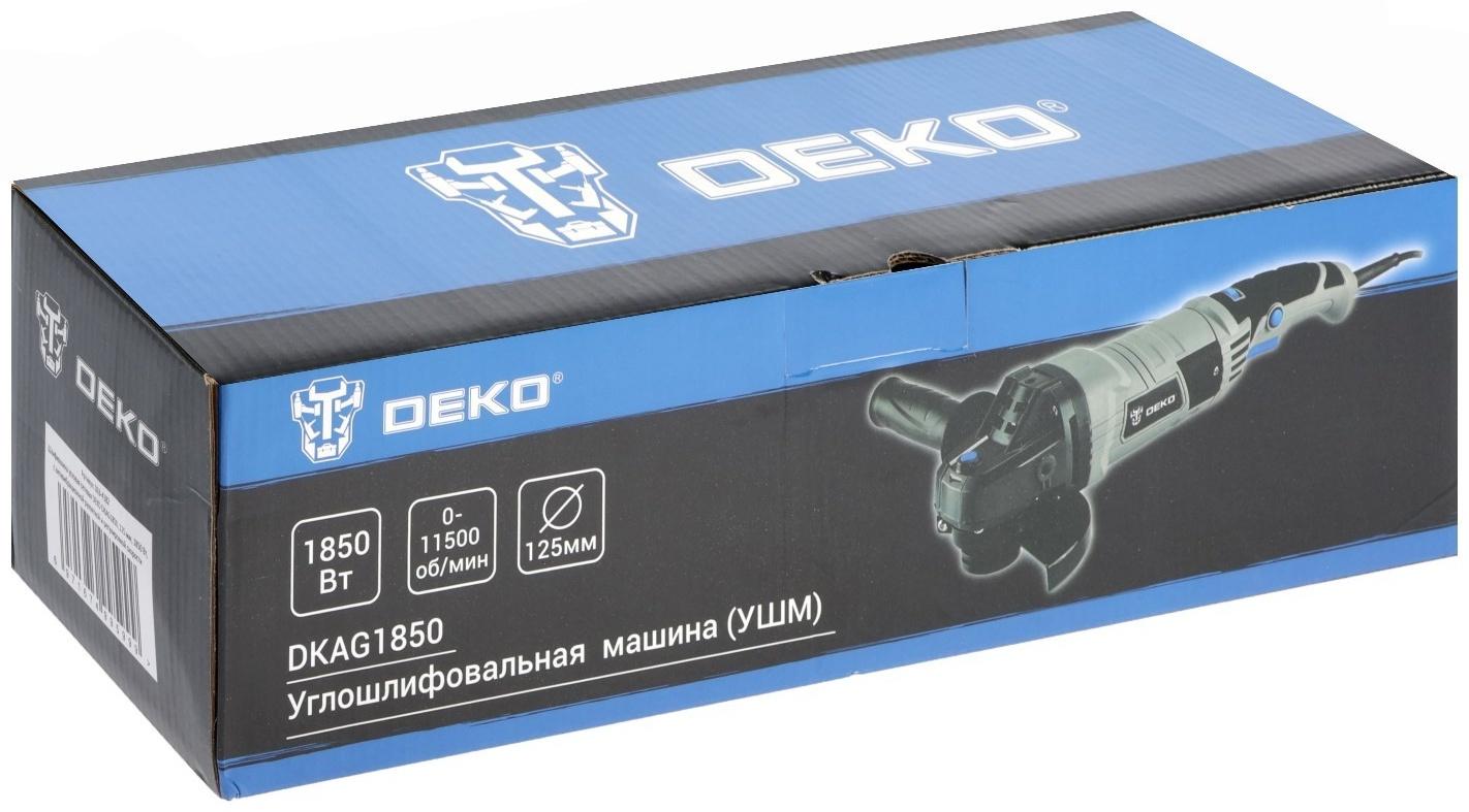 Шлифмашина угловая DEKO DKAG1850, сетевая, 1850 Вт, антивибрационная рукоятка, 11000 об/мин   967103