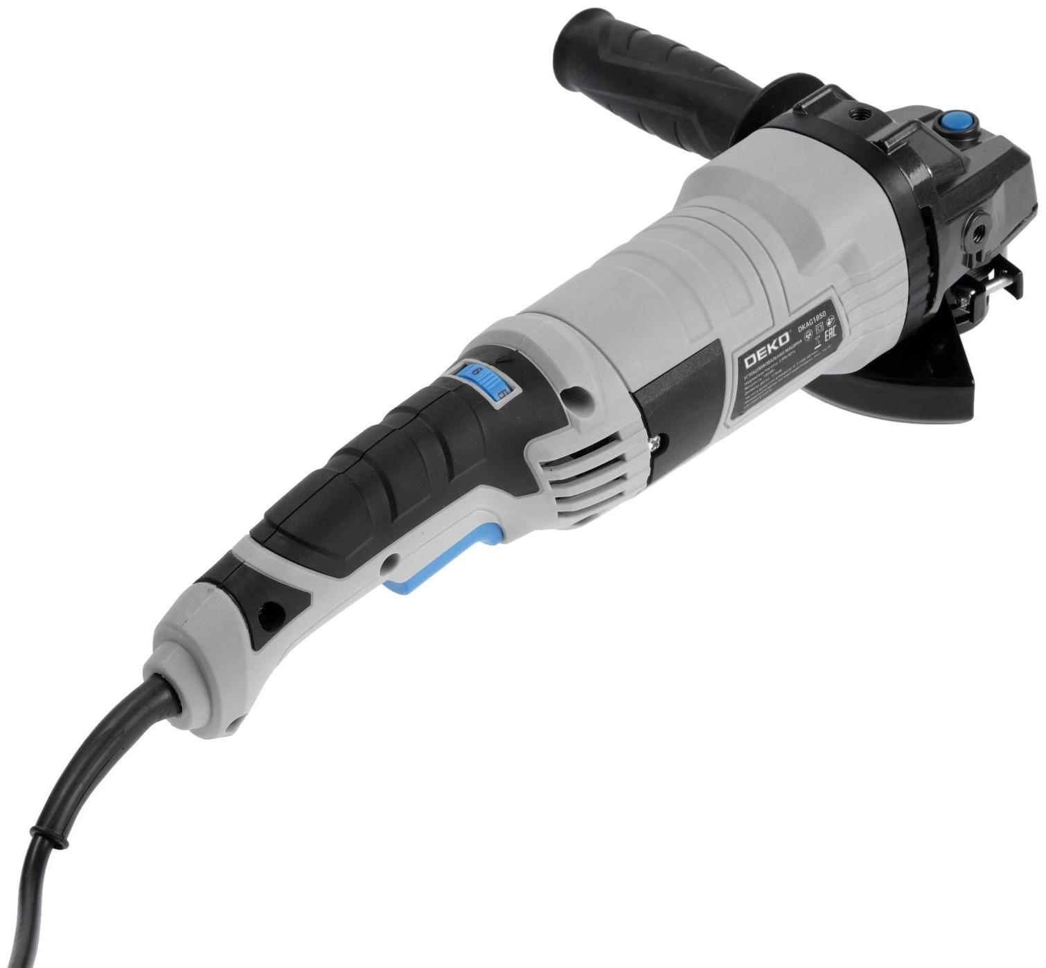 Шлифмашина угловая DEKO DKAG1850, сетевая, 1850 Вт, антивибрационная рукоятка, 11000 об/мин   967103