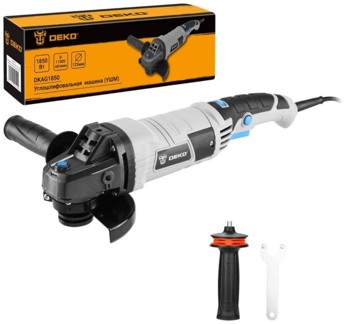 Шлифмашина угловая DEKO DKAG1850, сетевая, 1850 Вт, антивибрационная рукоятка, 11000 об/мин   967103