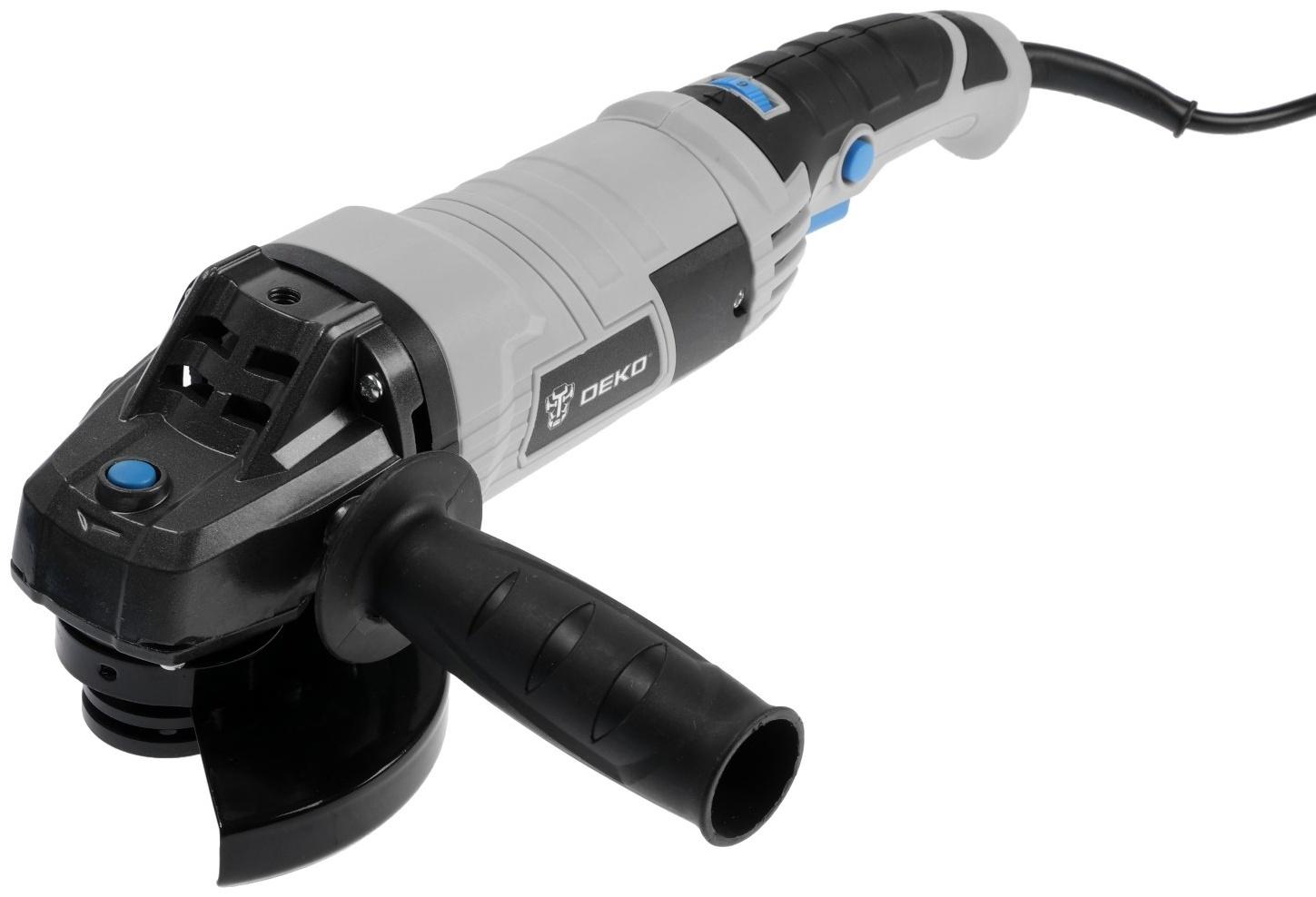 Шлифмашина угловая DEKO DKAG1850, сетевая, 1850 Вт, антивибрационная рукоятка, 11000 об/мин   967103