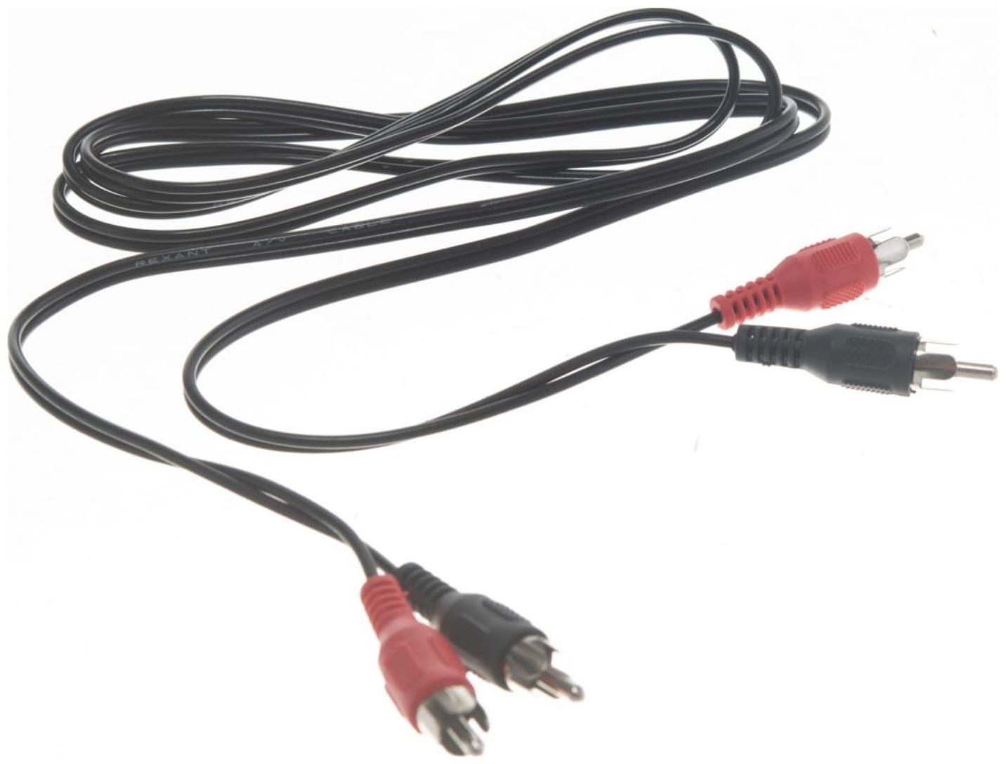 Кабель аудио/видео REXANT, 2xRCA(m)-2xRCA(m), 1.5 м, чёрный