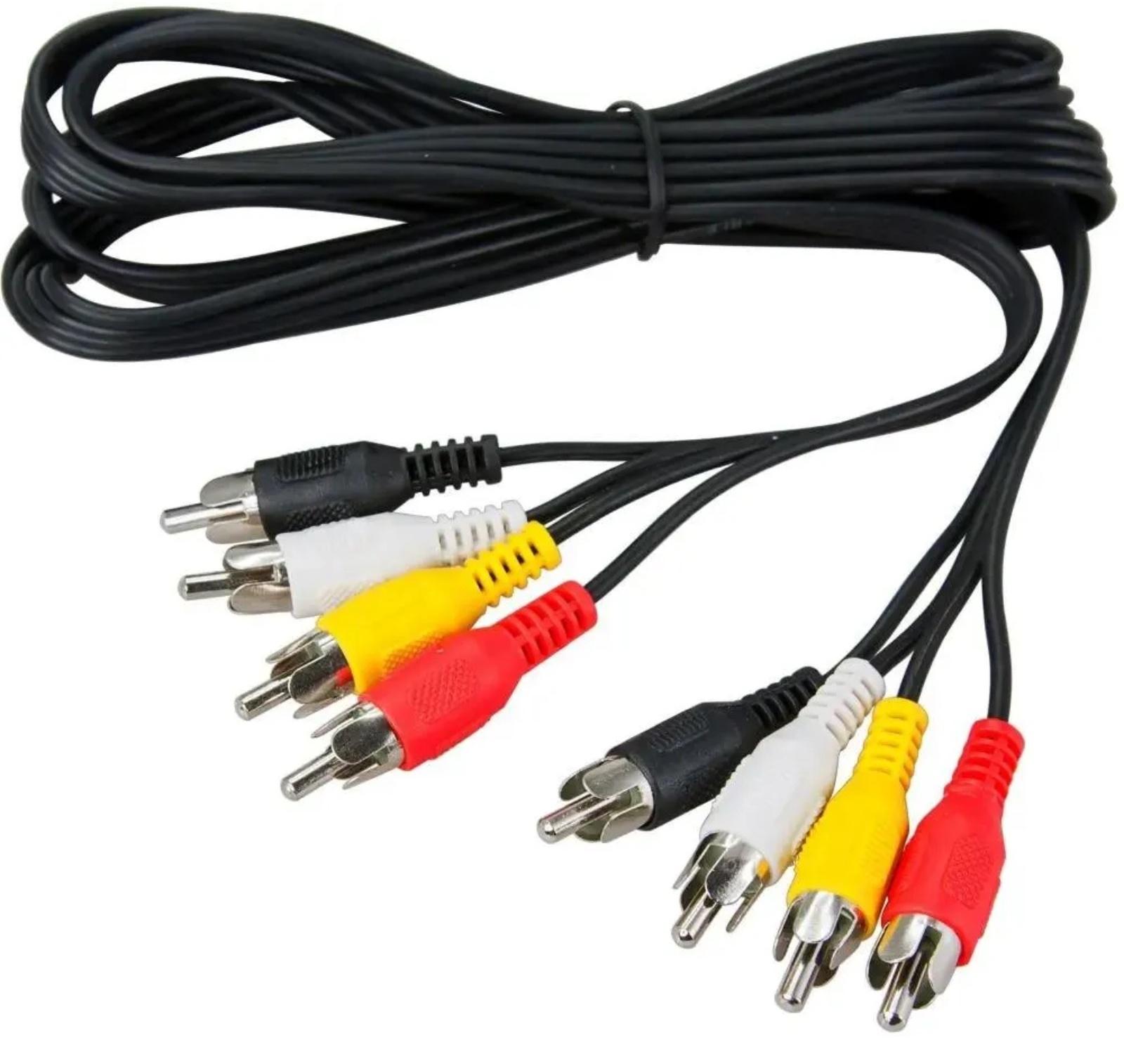 Кабель аудио/видео REXANT, 4xRCA(m)-4xRCA(m), 1.5 м, чёрный