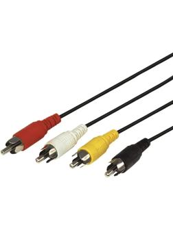 Кабель аудио/видео REXANT, 4xRCA(m)-4xRCA(m), 1.5 м, чёрный