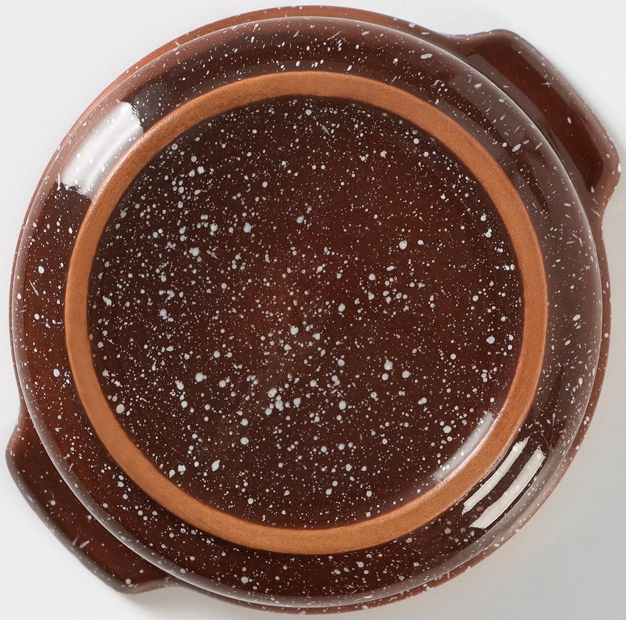 Форма для запекания с ручками «Мрамор», 800 мл, d=15 см, цвет коричневый