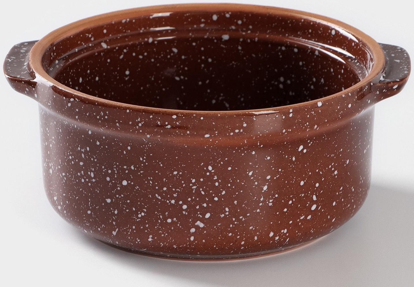 Форма для запекания с ручками «Мрамор», 800 мл, d=15 см, цвет коричневый