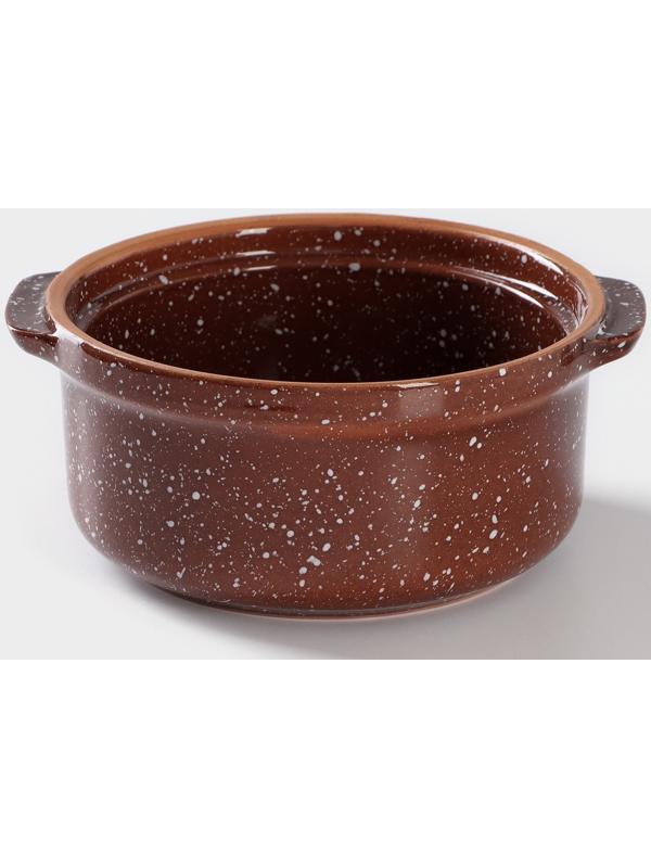 Форма для запекания с ручками «Мрамор», 800 мл, d=15 см, цвет коричневый