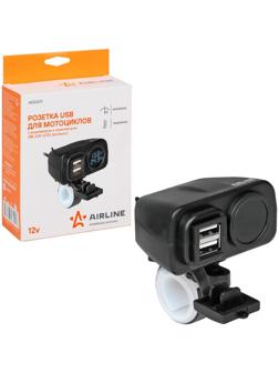 Розетка USB Airline, для мотоциклов с вольтметром и термометром 5В