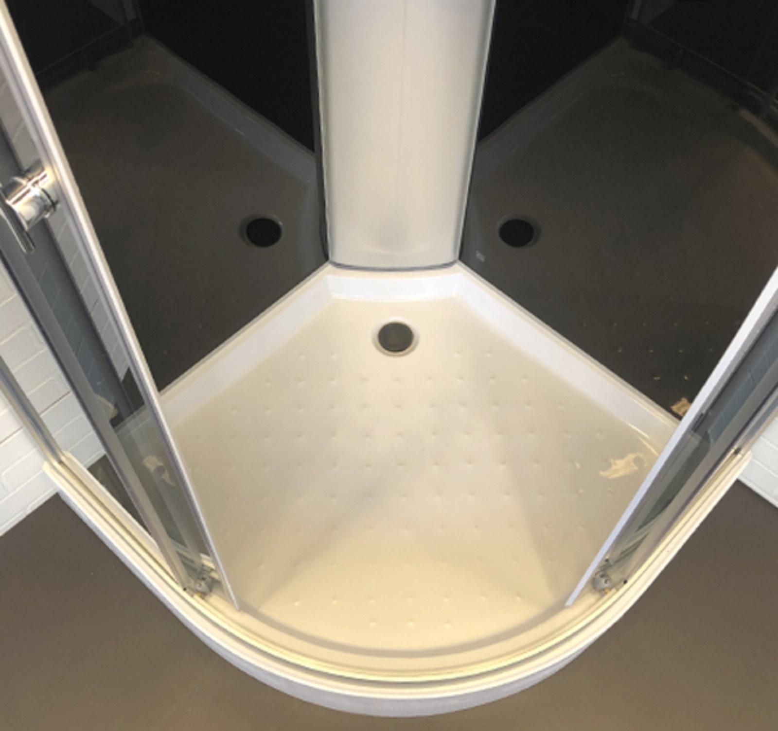 Душевая кабина Comforty 304GG, серое стекло, задняя чёрная стеклянная панель, 90х90х215 см