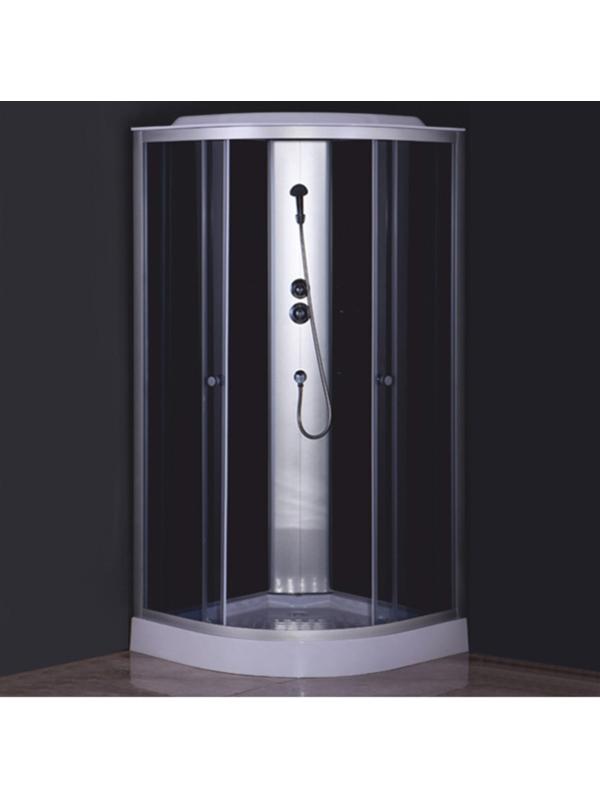Душевая кабина Comforty 304GG, серое стекло, задняя чёрная стеклянная панель, 90х90х215 см