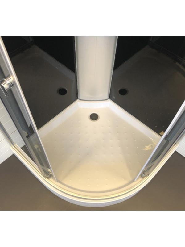 Душевая кабина Comforty 304GG, серое стекло, задняя чёрная стеклянная панель, 90х90х215 см