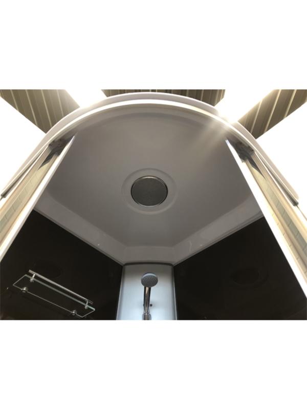 Душевая кабина Comforty 304GG, серое стекло, задняя чёрная стеклянная панель, 90х90х215 см