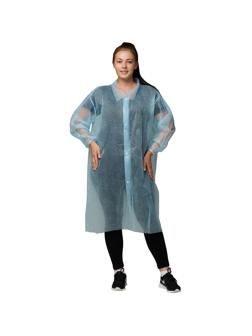 Халат н/с процед, рук.рез, на 4-х кнопк, XL(52-54), пл 30, голубой, 10шт/уп