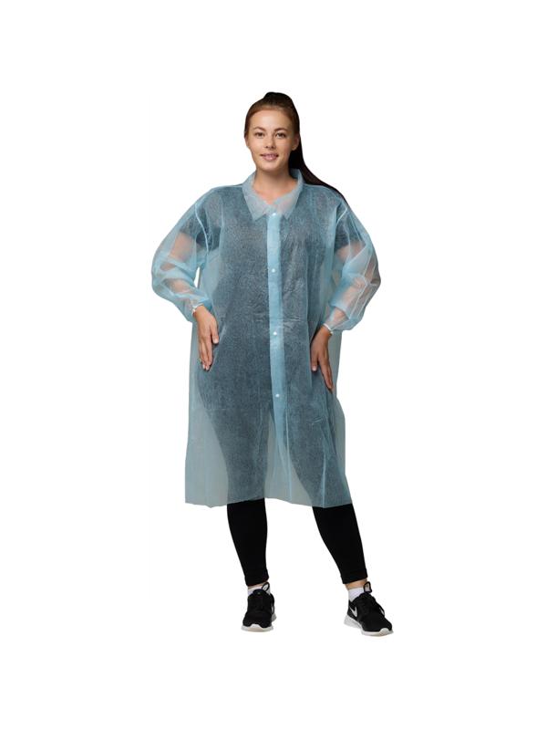 Халат н/с процед, рук.рез, на 4-х кнопк, XL(52-54), пл 30, голубой, 10шт/уп