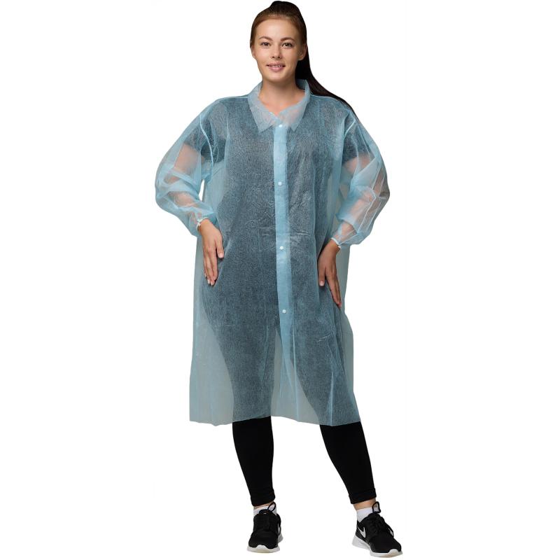 Халат н/с процед, рук.рез, на 4-х кнопк, XL(52-54), пл 20, голубой, 10шт/уп