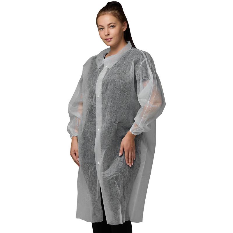 Халат н/с процед, рук.рез, на 4-х кнопк, XXXL(60-62), пл 30, белый, 10шт/уп