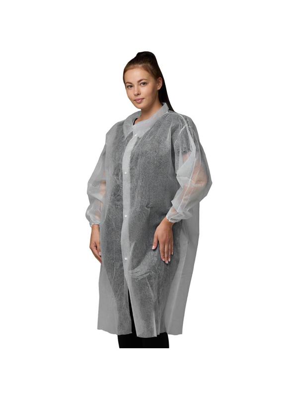 Халат н/с процед, рук.рез, на 4-х кнопк, XXXL(60-62), пл 30, белый, 10шт/уп