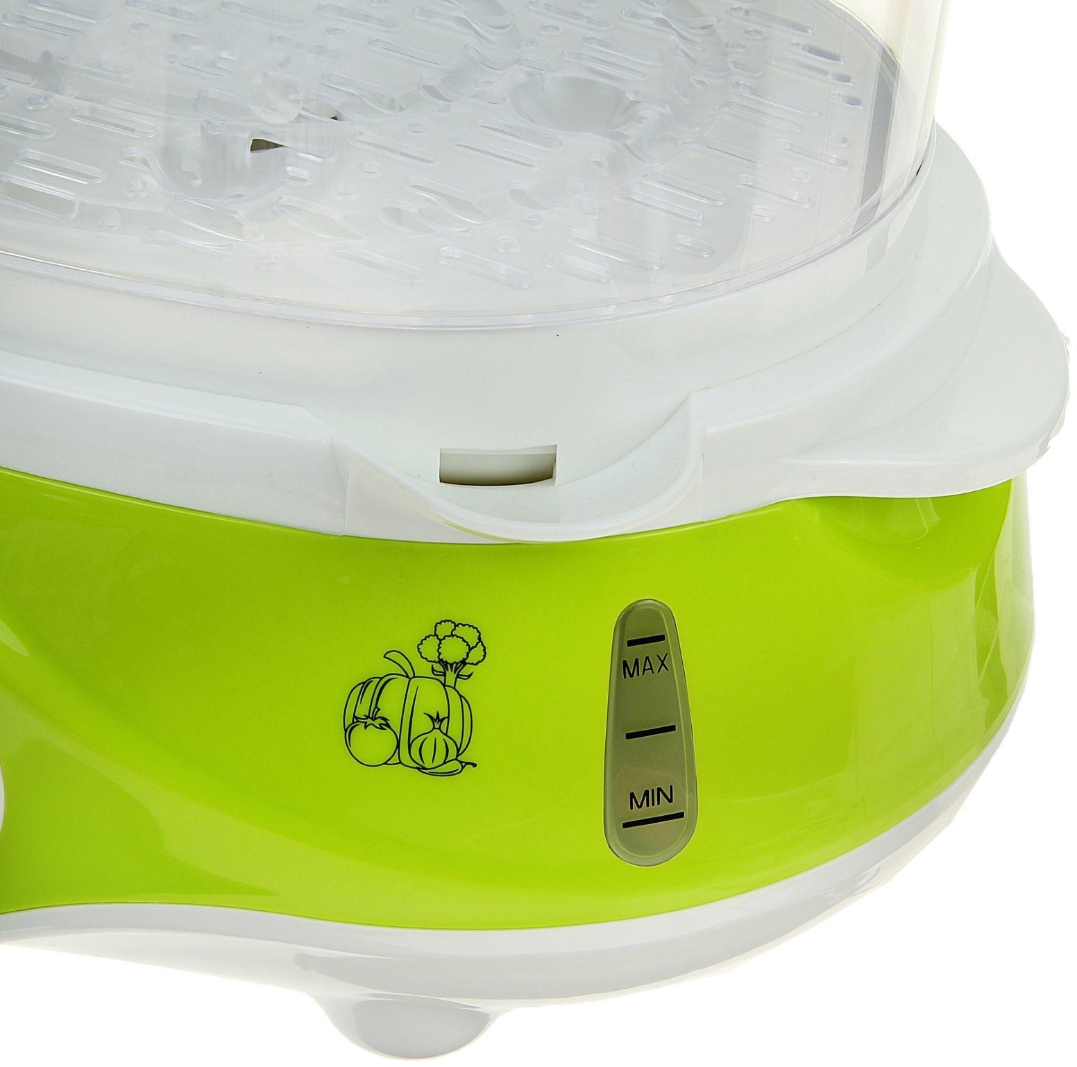 Пароварка Endever Vita-171, электрическая, 1000 Вт, 11 л, 3 яруса, бело-зеленая