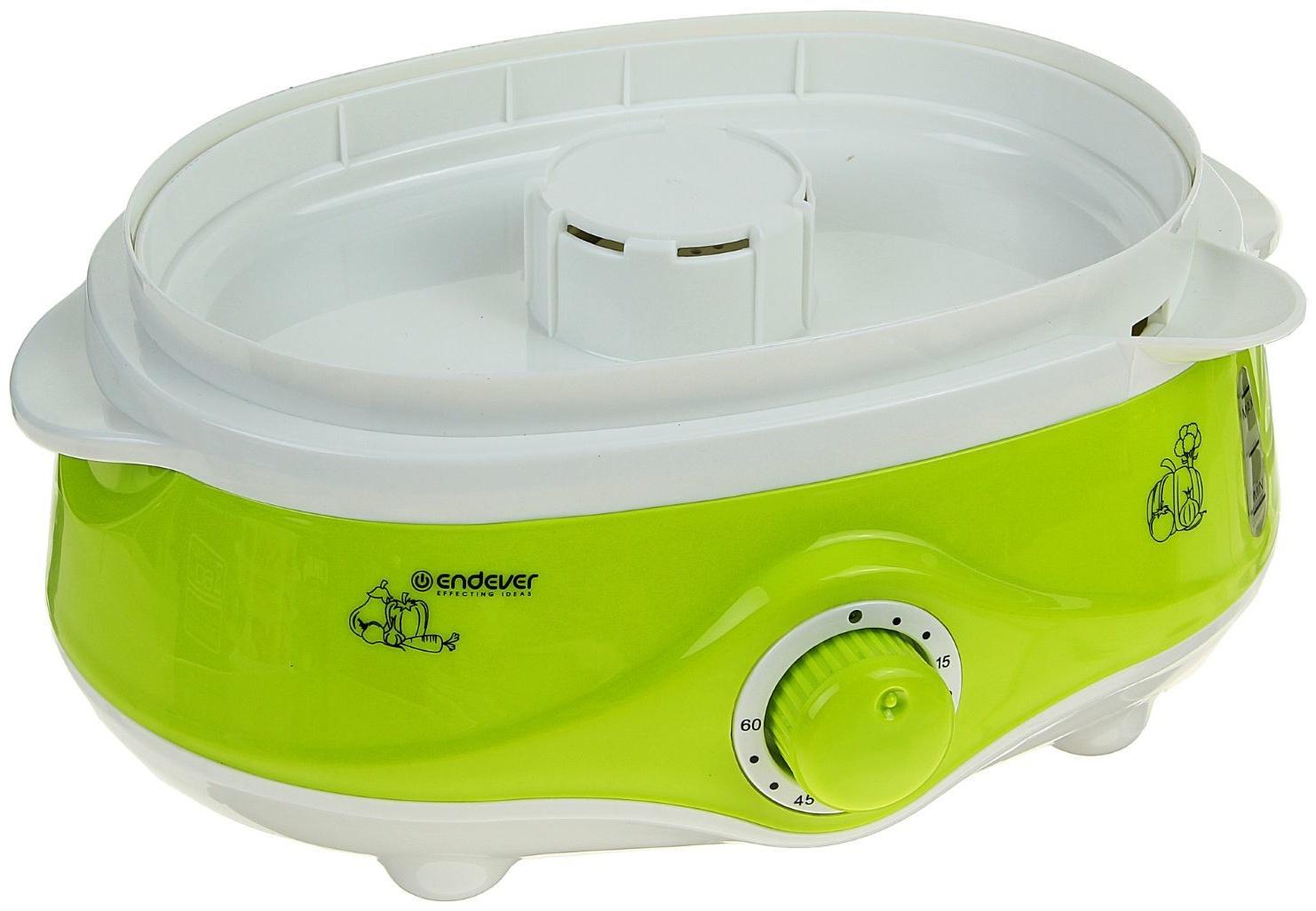 Пароварка Endever Vita-171, электрическая, 1000 Вт, 11 л, 3 яруса, бело-зеленая