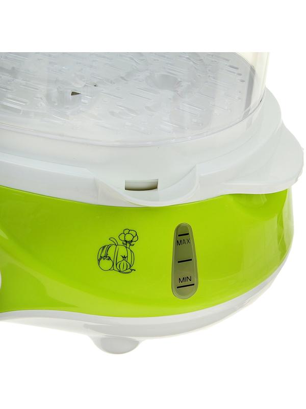 Пароварка Endever Vita-171, электрическая, 1000 Вт, 11 л, 3 яруса, бело-зеленая