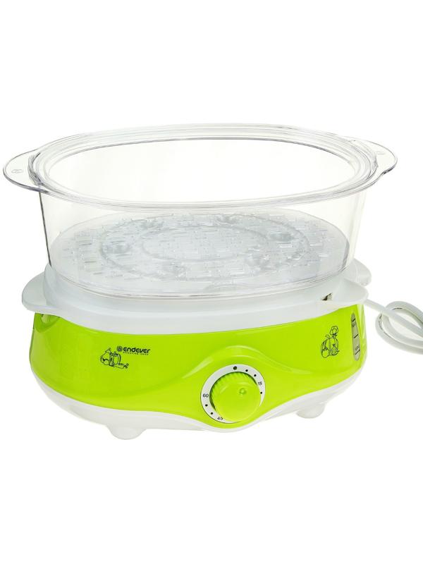 Пароварка Endever Vita-171, электрическая, 1000 Вт, 11 л, 3 яруса, бело-зеленая