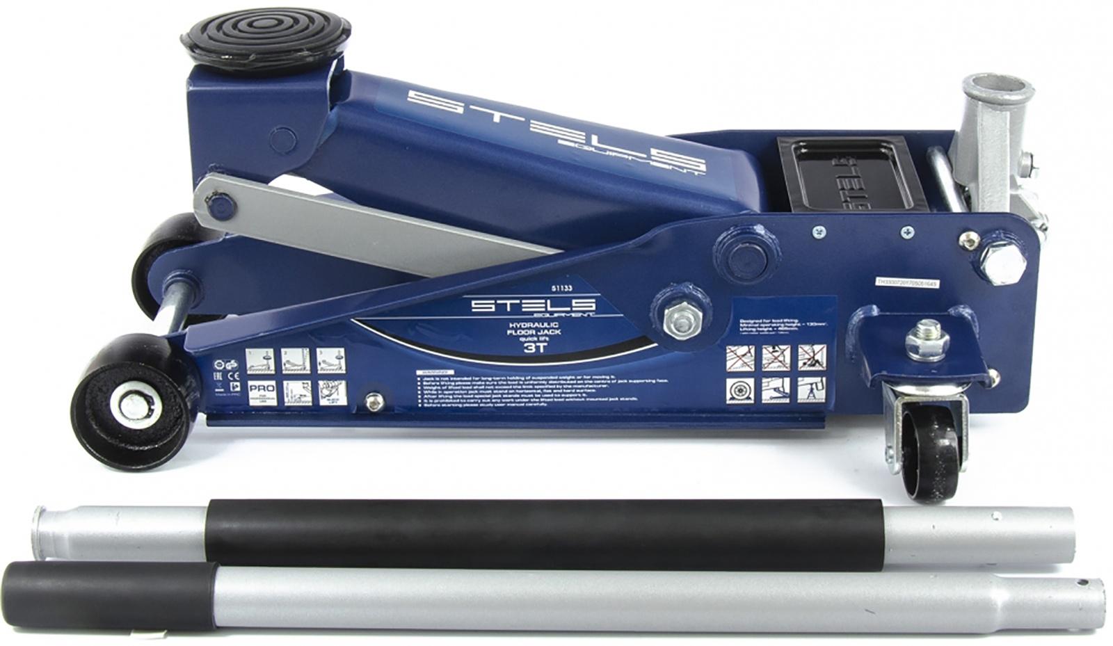 Домкрат гидравлический подкатной STELS 51133, быстрый подъем, 3 т, 130 - 465 мм