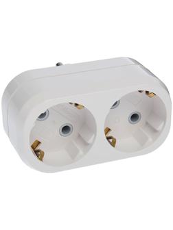 Разветвитель UNIVersal А302, 2 розетки, с з/к, 16 А, белый