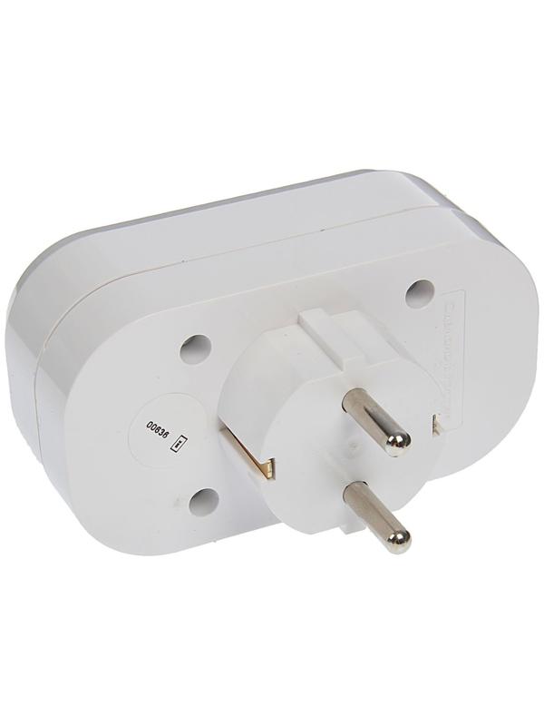 Разветвитель UNIVersal А302, 2 розетки, с з/к, 16 А, белый