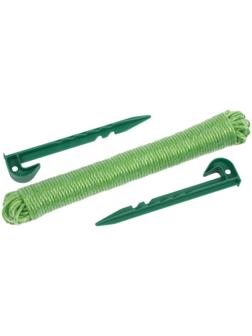 Набор разметочный для посадки семян, 3 предмета: верёвка разметочная 25 м, два колышка 15 см, GRINDA