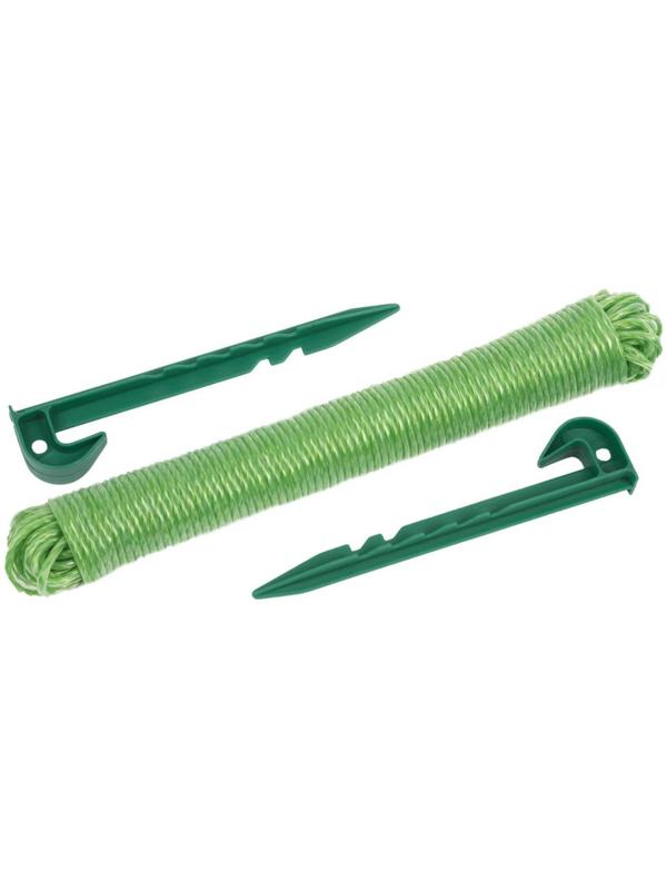 Набор разметочный для посадки семян, 3 предмета: верёвка разметочная 25 м, два колышка 15 см, GRINDA