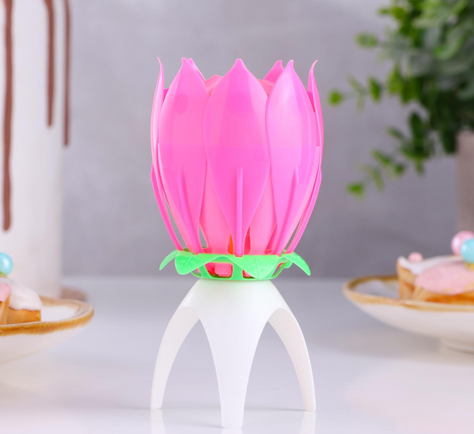 Свеча-цветок д/торта музыкальная 12 х 5 см