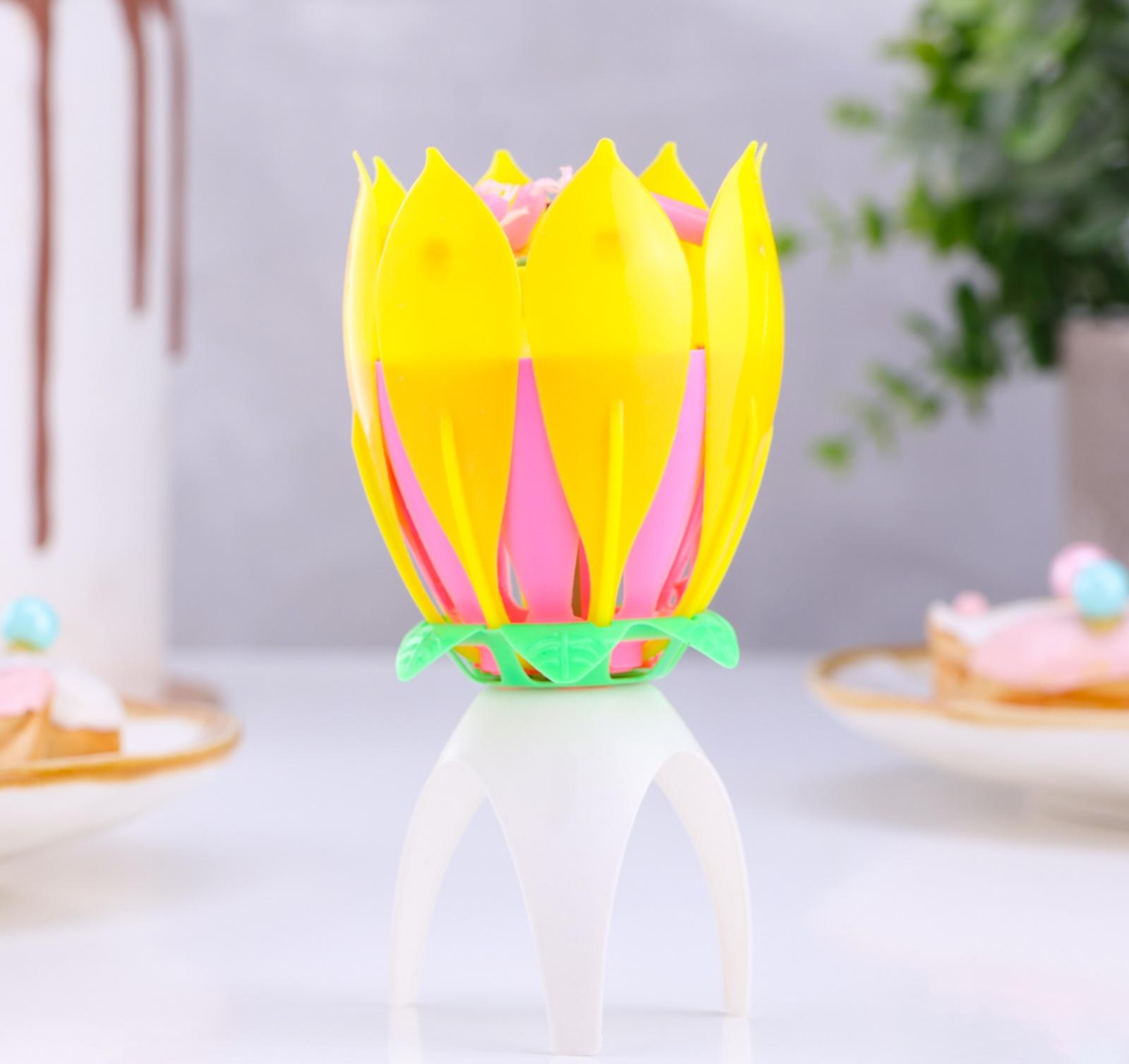 Свеча-цветок д/торта музыкальная 12 х 5 см