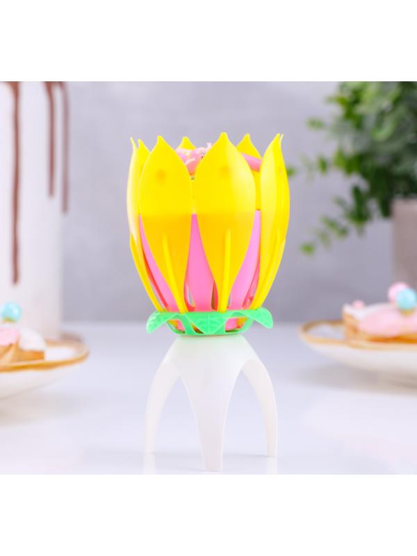 Свеча-цветок д/торта музыкальная 12 х 5 см