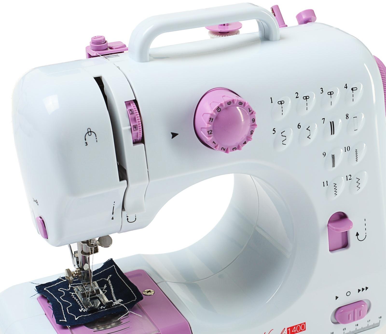 Швейная машина VLK Napoli 1400, 12 операций, 4хАА/от сети, бело-розовая