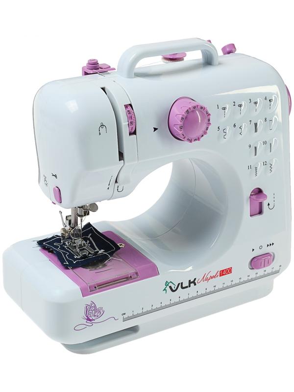 Швейная машина VLK Napoli 1400, 12 операций, 4хАА/от сети, бело-розовая