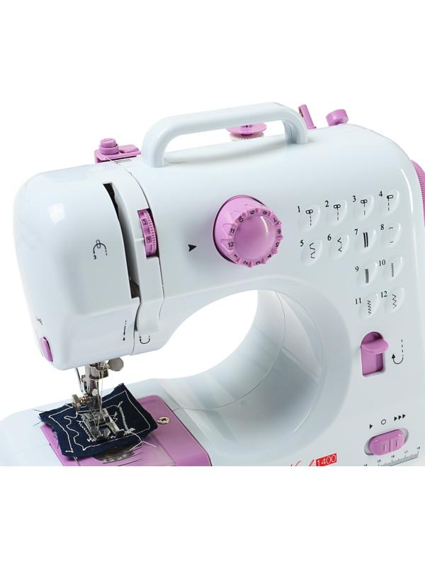 Швейная машина VLK Napoli 1400, 12 операций, 4хАА/от сети, бело-розовая