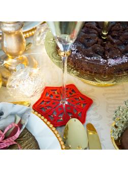 Подставка для бокала Доляна «Снежинка», 8,5 см, цвет красный