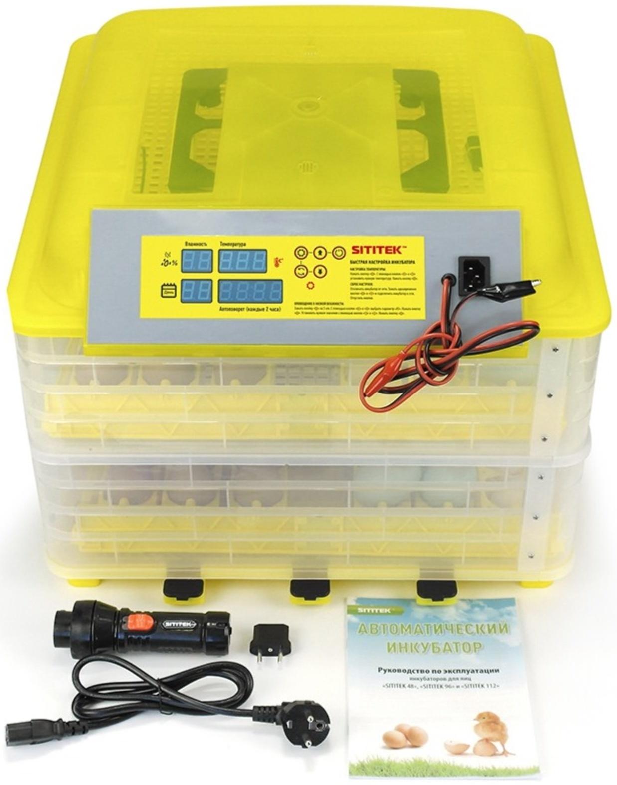 Инкубатор с терморегулятором, гигрометром и автопереворотом, вместимость до 112 яиц, овоскоп