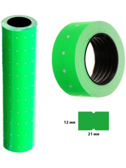 Набор из 10 штук, этикет-лента 21 х 12 мм, прямоугольная, зеленая, 500 этикеток