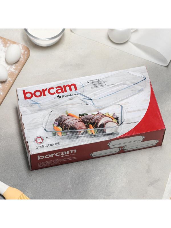 Набор прямоугольной посуды для запекания Borcam, 3 предмета: 1,3 л, 1,95 л, 2,75 л