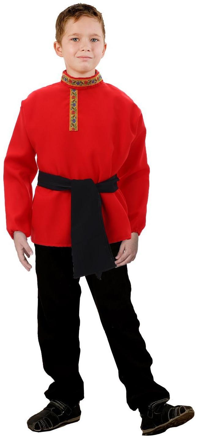 Рубаха с кушаком, цвет красный, 6-7 лет