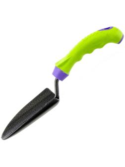 Совок посадочный, длина 30 см, ширина 6.5 см, стальной, обрезиненная ручка, ERA