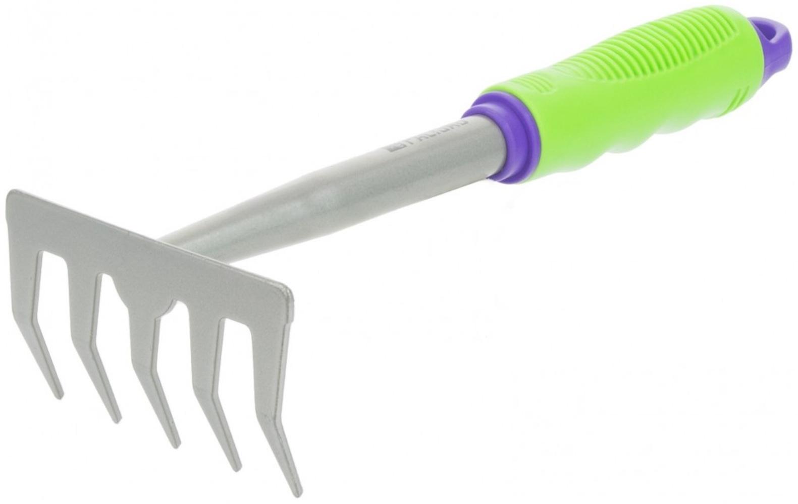 Грабли прямые, витой зуб, 5 зубцов, стальные, пластиковая ручка