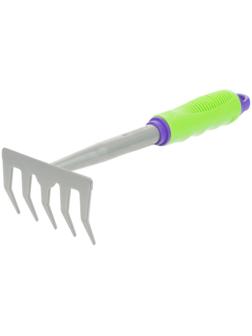 Грабли прямые, витой зуб, 5 зубцов, стальные, пластиковая ручка