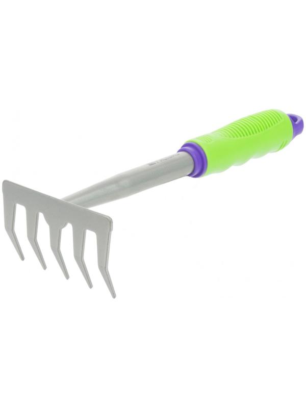 Грабли прямые, витой зуб, 5 зубцов, стальные, пластиковая ручка