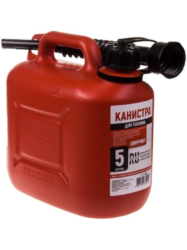 Канистра для бензина пластиковая SKYWAY, 5 л, усиленная
