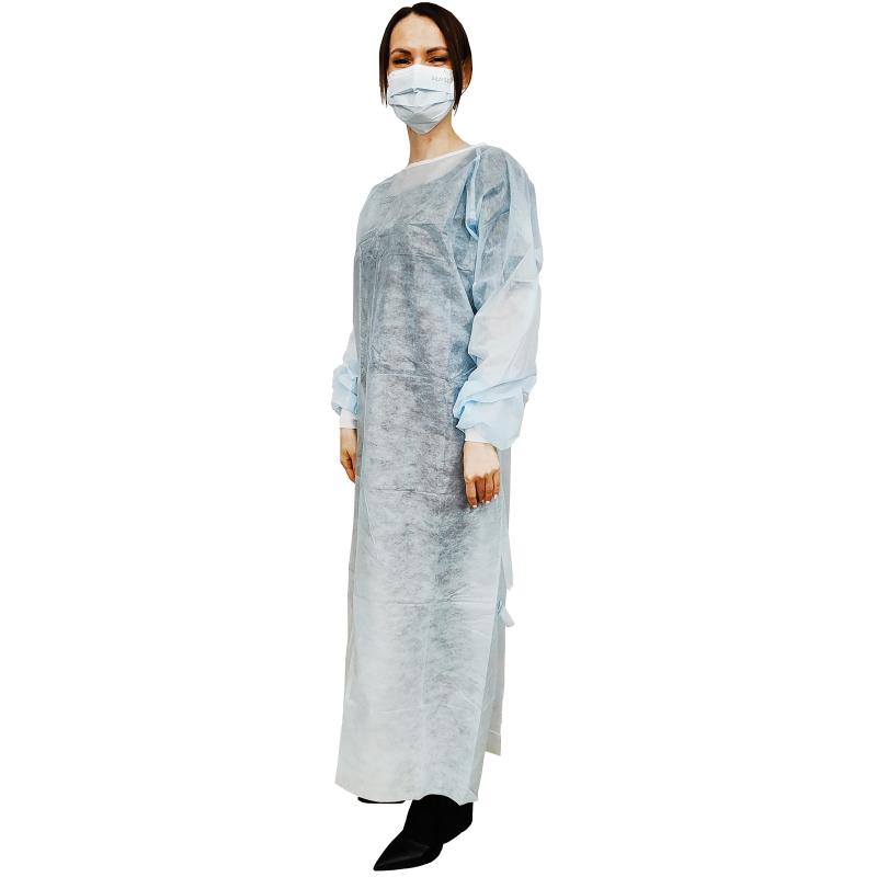 Халат хирург. стер, ЕВРО, рук.манж, дл.140 см, р.54-56, пл.40, смс, 1шт