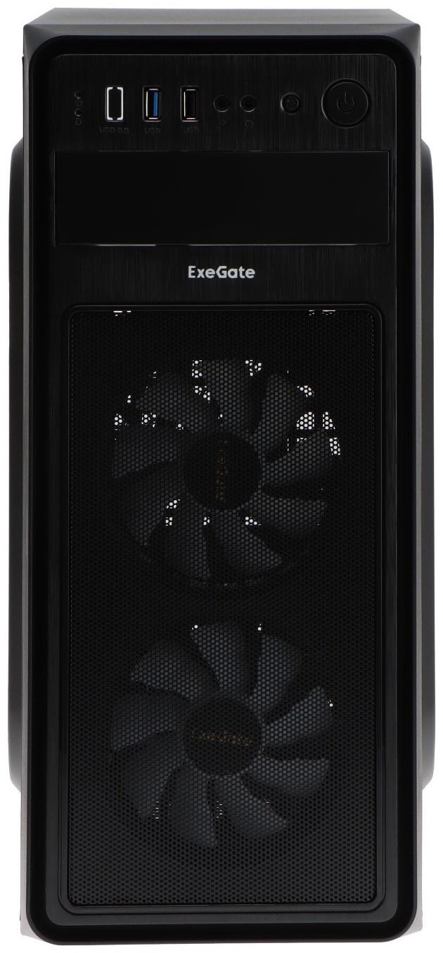 Корпус ExeGate Miditower EVO-5017, без БП, ATX, 1хUSB 2.0, 1хUSB 3.0, подсветка, чёрный