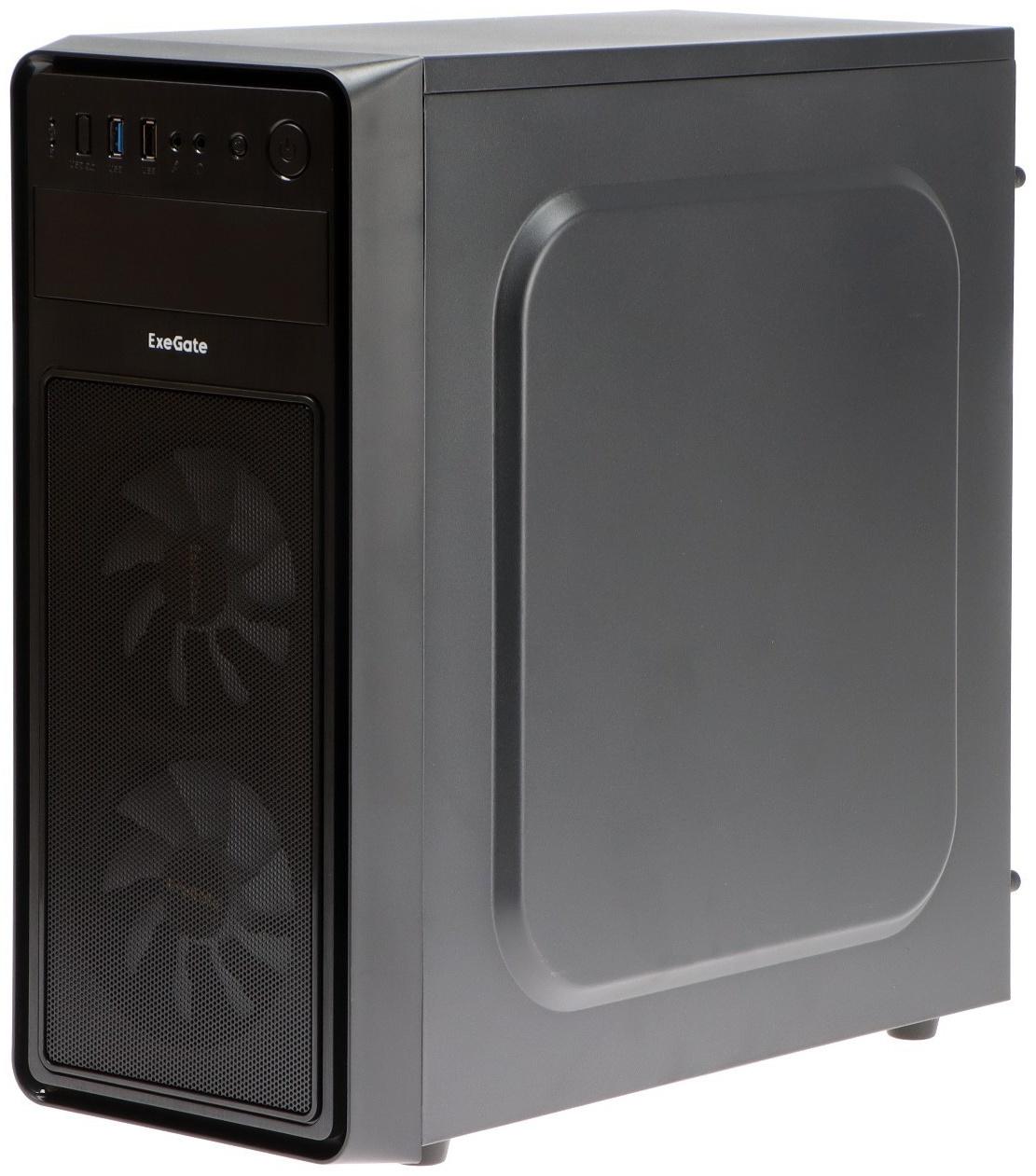 Корпус ExeGate Miditower EVO-5017, без БП, ATX, 1хUSB 2.0, 1хUSB 3.0, подсветка, чёрный