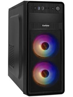 Корпус ExeGate Miditower EVO-5017, без БП, ATX, 1хUSB 2.0, 1хUSB 3.0, подсветка, чёрный