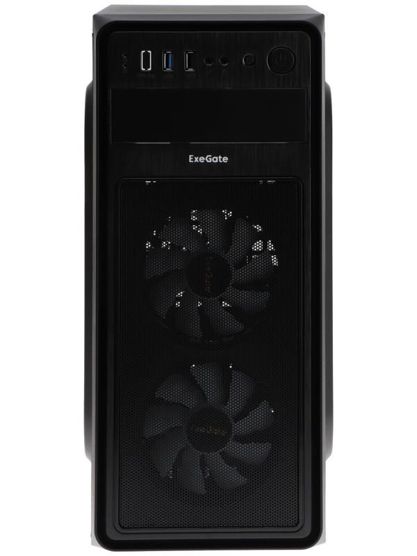 Корпус ExeGate Miditower EVO-5017, без БП, ATX, 1хUSB 2.0, 1хUSB 3.0, подсветка, чёрный